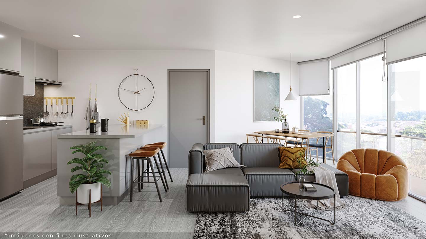 Estudio 2. Apartamentos en venta en SER, Escalante, San José.