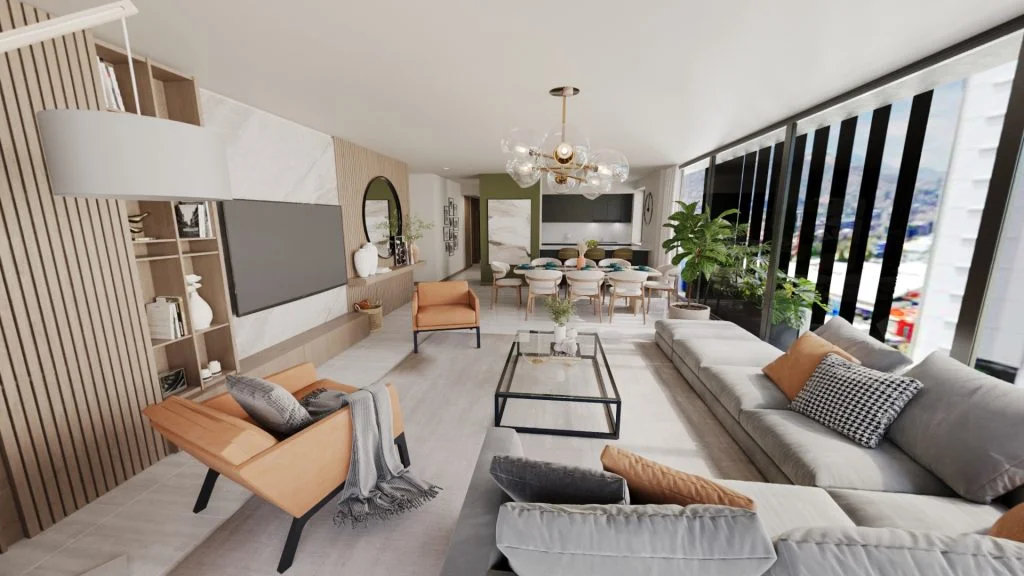 Sala, comedor, cocina. Apartamento en venta en Silentia