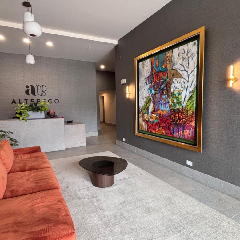 Lobby. Apartamentos en venta en Alterego Nunciatura, Rohrmoser, San José.