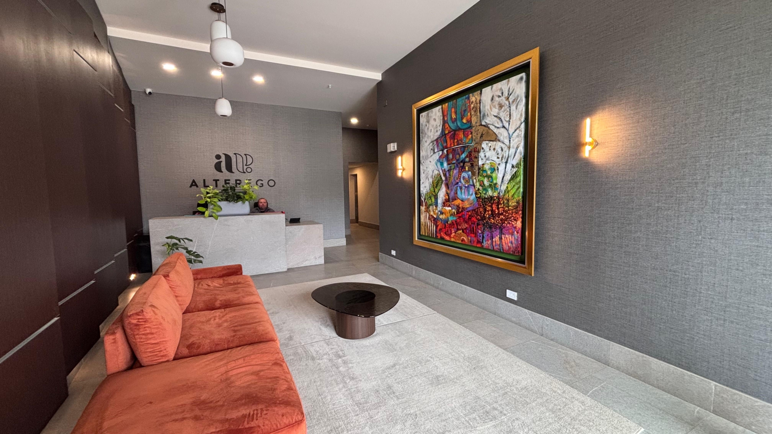 Lobby. Apartamentos en venta en Alterego Nunciatura, Rohrmoser, San José.