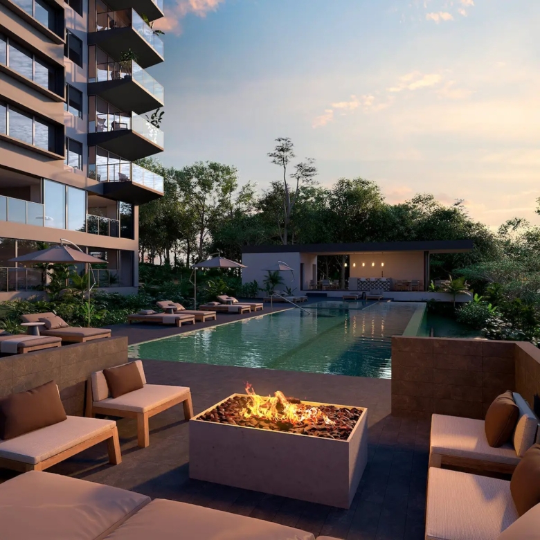 Piscina. Apartamentos en venta en AVVIA, Escazú, San José.